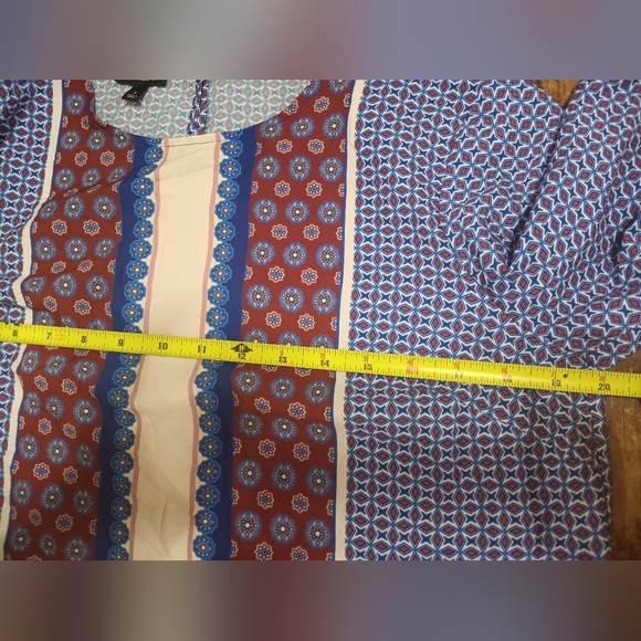 Talbots Blue and Red Boxy Blouse with Embroidery - Picture 8 of 10